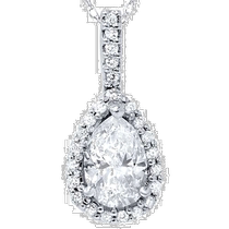Pompeii 31ct Fancy Pear Shape SI Diamond White Gold Pendant - 14k White Gold (USA Outlet