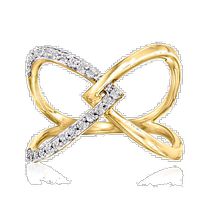 RS Pure by Ross-Simons 14kt Yellow Gold Diamond Interlocking Ring - White (USA