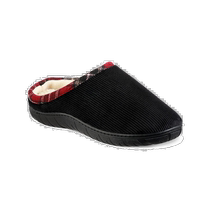 totes Mens Corduroy Faux Fur Lined Slippers - Black (American Outlet) Straight Hair