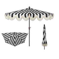 jonathan yBeverly 9ft Designer Classic Scalloped Tassel Half Market Patio Umbrella
