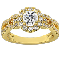 pompeii31 1 2 carat diamond engagement ring halo twist ring 14k yellow gold lab grown