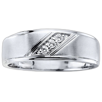 pompeii31 16ct TW three stone mens brushed diamond lab grown wedding ring 14k