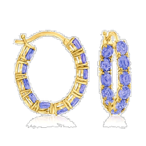 Ross-Simons Tanzanite Inner and Outer Hoop Earrings in 18ct Gold 18ct - Purple (