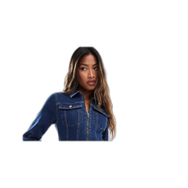 Hong Kong direct mail trendy luxury ASOS womens 70s design long-sleeved stretch dark blue jumpsuit