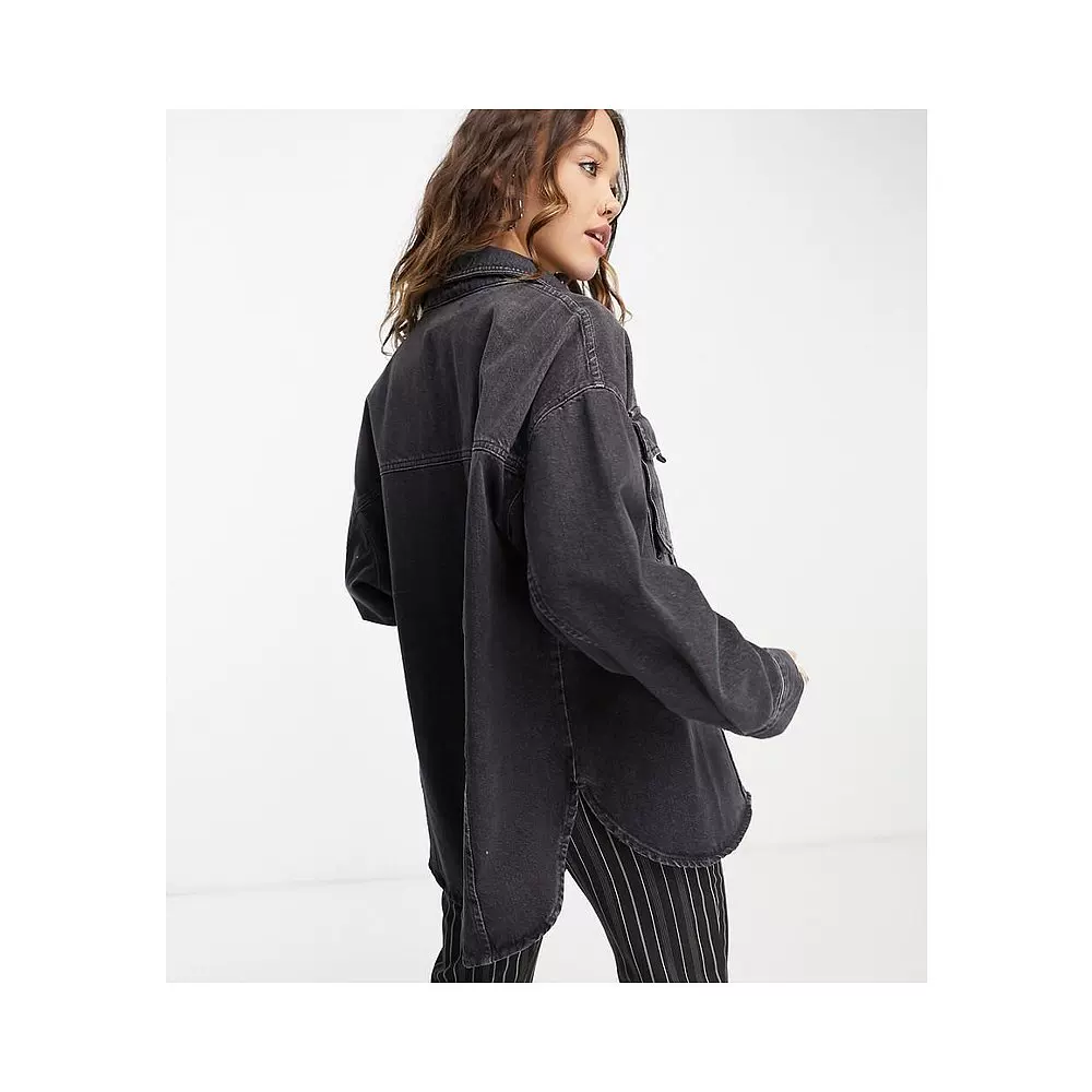 Гонконгская прямый почтовый поставка Tide Luxury ASOS шекет дизайн джинсовый рабочий карман стирка черная куртка