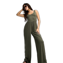 Hong Kong direct mail trendy luxury ASOS womens design low-waist soft touch jumpsuit (khaki)