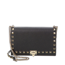 (99 new and unused) Valentino Rockstud grained leather crossbody bag - Black (US