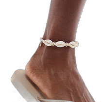 Hong Kong direct mail trendy luxury ASOS womens artificial shell gold bead design anklet