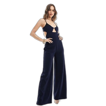 Hong Kong direct mail fashionable luxury ASOS womens design layered cup wide leg jumpsuit (navy blue)