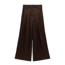 Hong Kong direct mail trendy luxury GANNI Ganni womens Ganni ruffled flared satin pants F9227MOLE