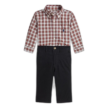 (Direct Mail from the United States)Ralph Lauren Childrens Clothing Boys Plaid Poplin Shirt and Chinos Set