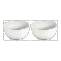 Staub Ceramic 2-Piece Large Universal Bowl Set - White (American Outlet) Straight Hair