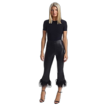 Hong Kong direct mail trendy luxury COMMANDO womens imitation leather feather leggings