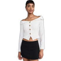 Hong Kong direct mail trendy luxury Endless Rose womens elastic off-shoulder blazer top ENGLI3