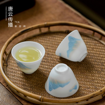 Tang Yun Japanese Kung Fu tea set Ceramic single cup White porcelain small cup Tea cup Tea cup Master cup