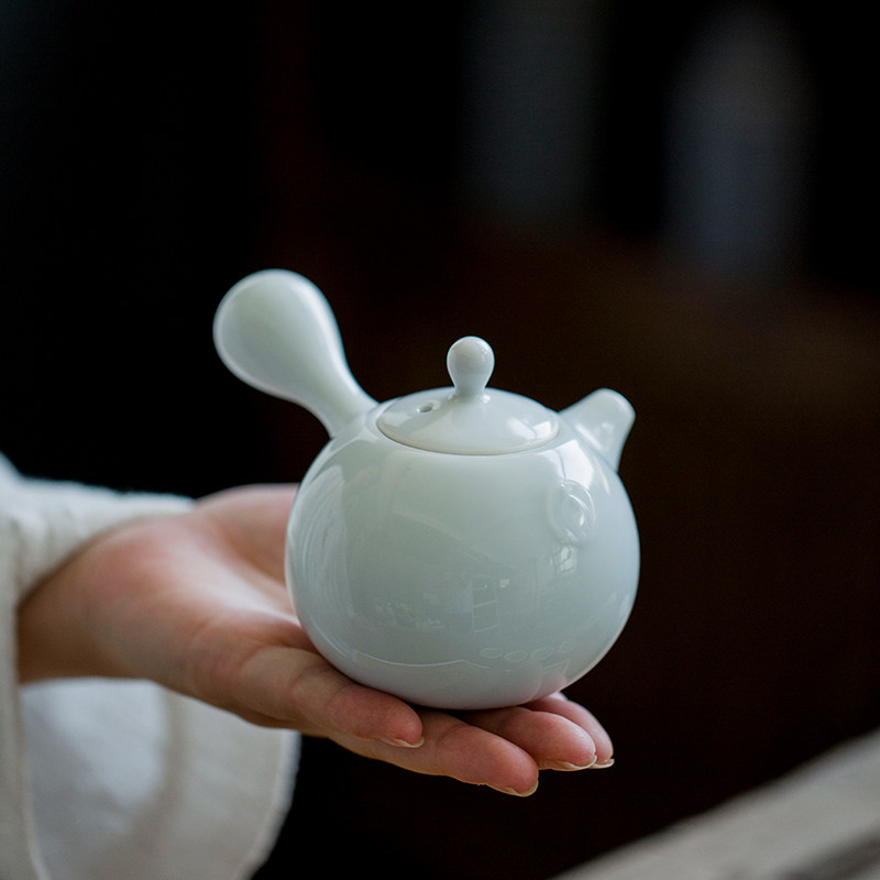 Tang Yun Ceramic Teapot Japanese Kung Fu tea Celadon white porcelain single pot side handle pot Lift beam pot Tea maker