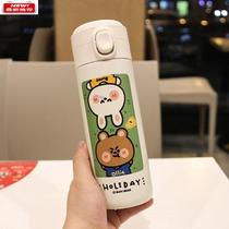 Model bounce cover straight drink thermos cup female portable small cute student cartoon Cup hipster handy Cup