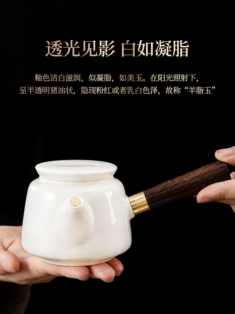 Yixing Jade Porcelain Complete Tea Set for Home Use in the Living Room, High-End Light Luxury Dehua White Porcelain Kung Fu Teapot and Teacups