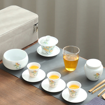 Chinese style travel tea set high-end outdoor portable tea set single portable ceramic fast guest Cup Tea Cup customization