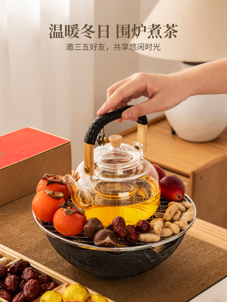 2026 New Model Home Tea Brewing Set with High-Temperature Resistant Glass Teapot and Teacups, Complete Indoor Electric Ceramic Stove Tea Brewing Set