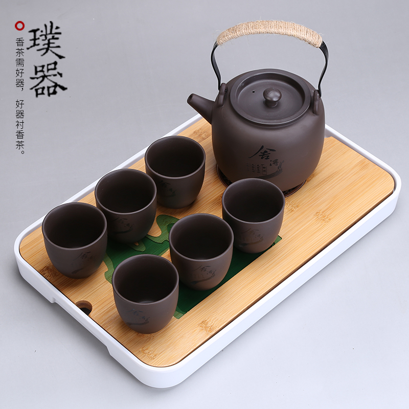 A complete set of violet arenaceous household contracted kung fu tea set office tea teapot teacup tea, A complete set of gift giving