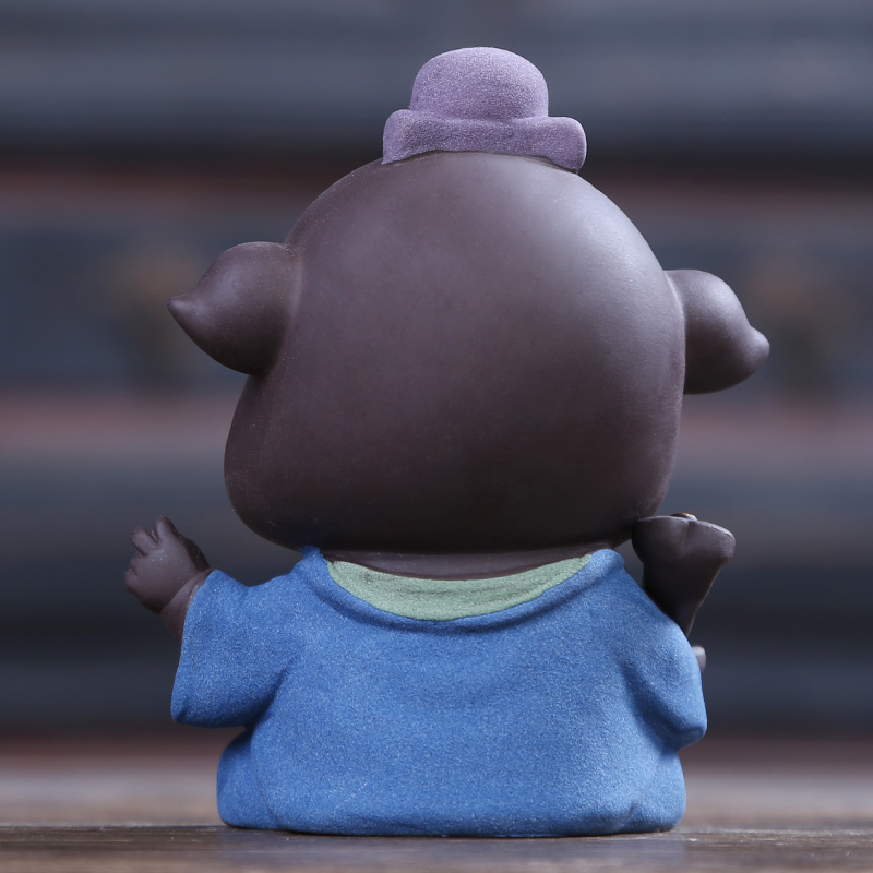Injection machine purple sand tea pet sitting room home decoration plutus wufu pig creative furnishing articles furnishing articles pet boutique tea can keep