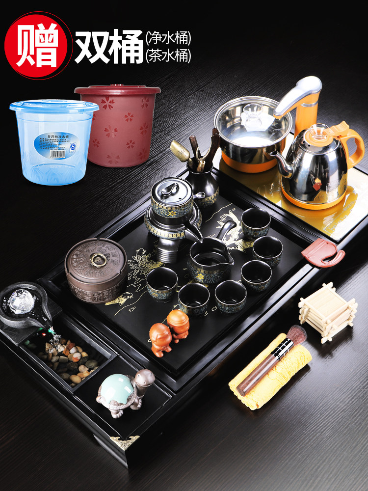 Tea set set Automatic one-piece home office tea table Simple living room tea plate Ceramic tea set