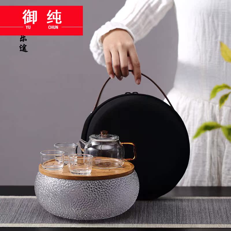 Royal pure travel kung fu tea set a pot of three cups of crack pot is suing portable car make tea with elegant