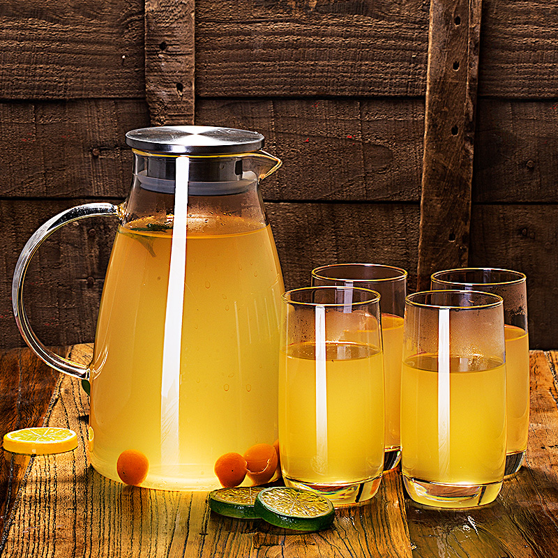 Le Meiya cold water pot glass high temperature household living room large capacity 2L heat-resistant cold water pot Cold water pot cup set