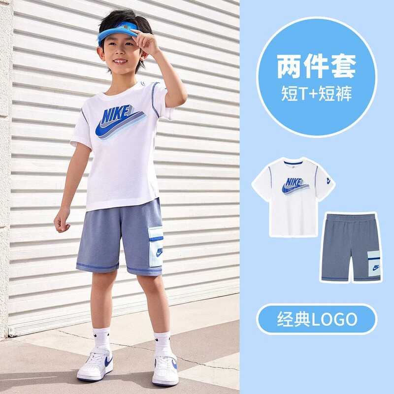 Nike/Nike Kidsren's Clothing Boys' Short-Sleeved T-Shirt Shorts 2-Piece Set 2026 Summer Kidsren's Trendyy Casual Suit