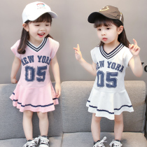 Girl Sports Dress dress Summer dress New children Ocean Gas Loose Casual Skirt 3 Year Old Baby Pure Cotton T Shirt Dress