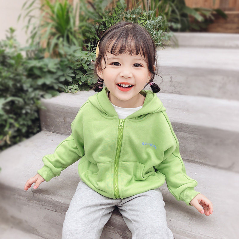 Girl Laced Clothing Spring Autumn Season Children's Clothing Pure Cotton Tandem Hat Cardio-hoodie Jacket Baby Foreign Pie Casual Sports Blouse