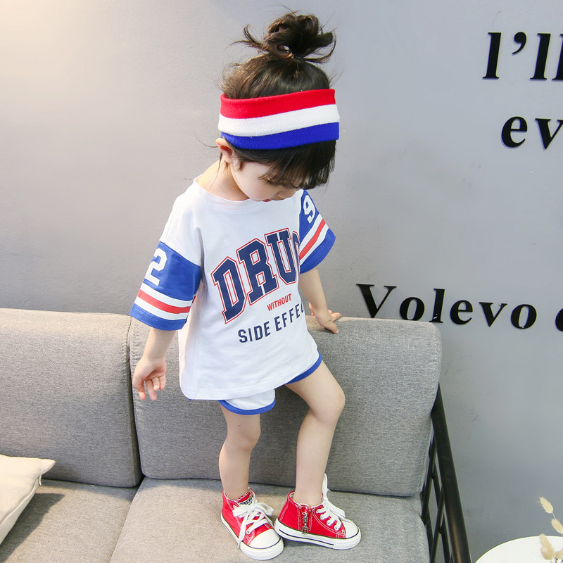 Boys and girls, foreign school net red suits, summer clothes, children's sports short-sleeved pants, two-piece baby basketball clothes, football jerseys