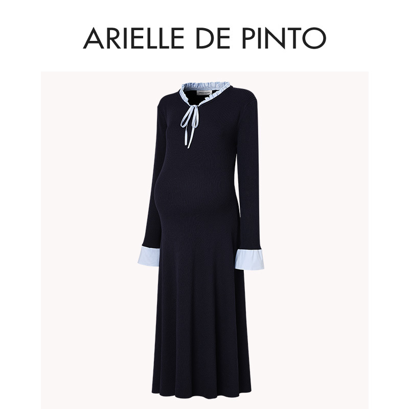 French Arielle De Pinto Maternity Wear 2026 Autumn and Winter New Style Elegant and Fashionable Loose Knitted Dress French Arielle De Pinto Maternity Wear 2026 Autumn and Winter New Style Elegant and Fashionable Loose Knitted Dress