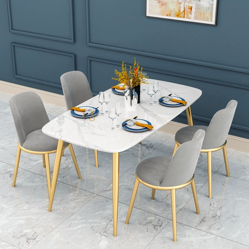 Nordic Light Luxury Dining Stable Family Post -Модерный обеденный стол и стул, модный стол, табурет, сеть красного цвета, переговоры о бархатном кресле,