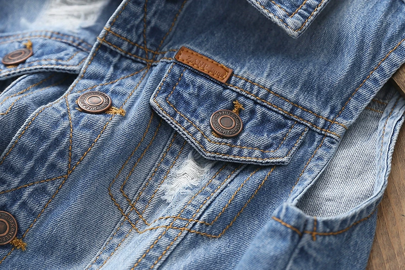 Quần áo trẻ em bé trai áo vest denim 2020 mùa xuân và mùa thu trẻ em lớn áo vest siêu mềm mặc bên ngoài áo khoác kiểu phương Tây Âu Mỹ - Áo ghi lê