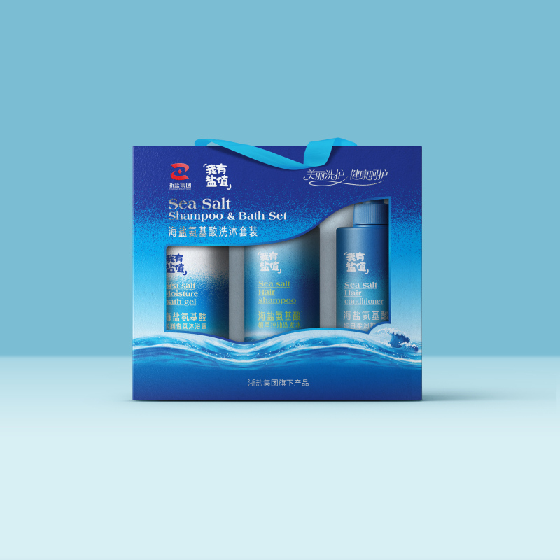 Zhejiang Salt Blue Starfish I Have Salt Value 500ml Amino Acid Shampoo, Conditioner, and Shower Gel Set