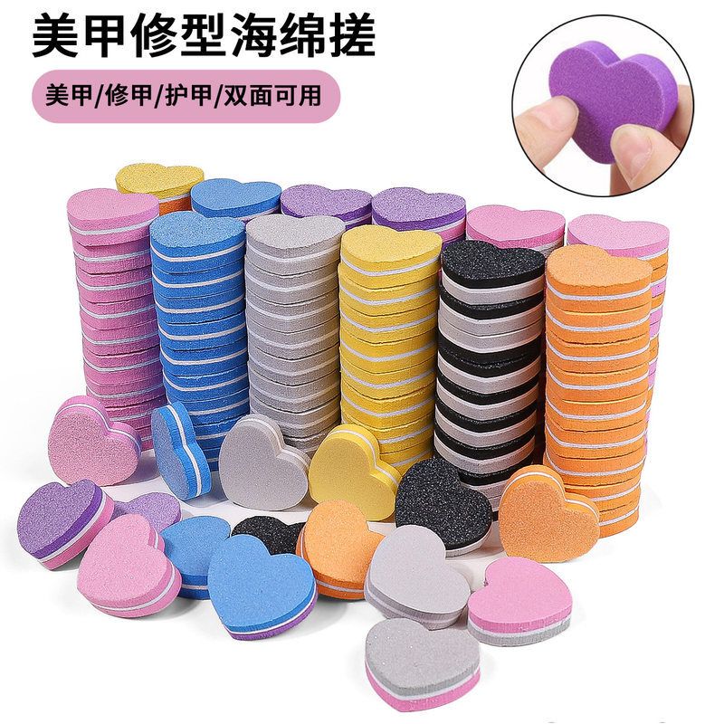 Mini Heart-Shaped Sponge Nail File, High-Elastic Sponge, Heart-Shaped Mini Sponge, Washable File