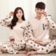 Bộ đồ ngủ mùa xuân và mùa thu đôi nam nữ cotton dài tay cỡ lớn cotton phục vụ nhà phiên bản Hàn Quốc đồ bộ kiểu mới