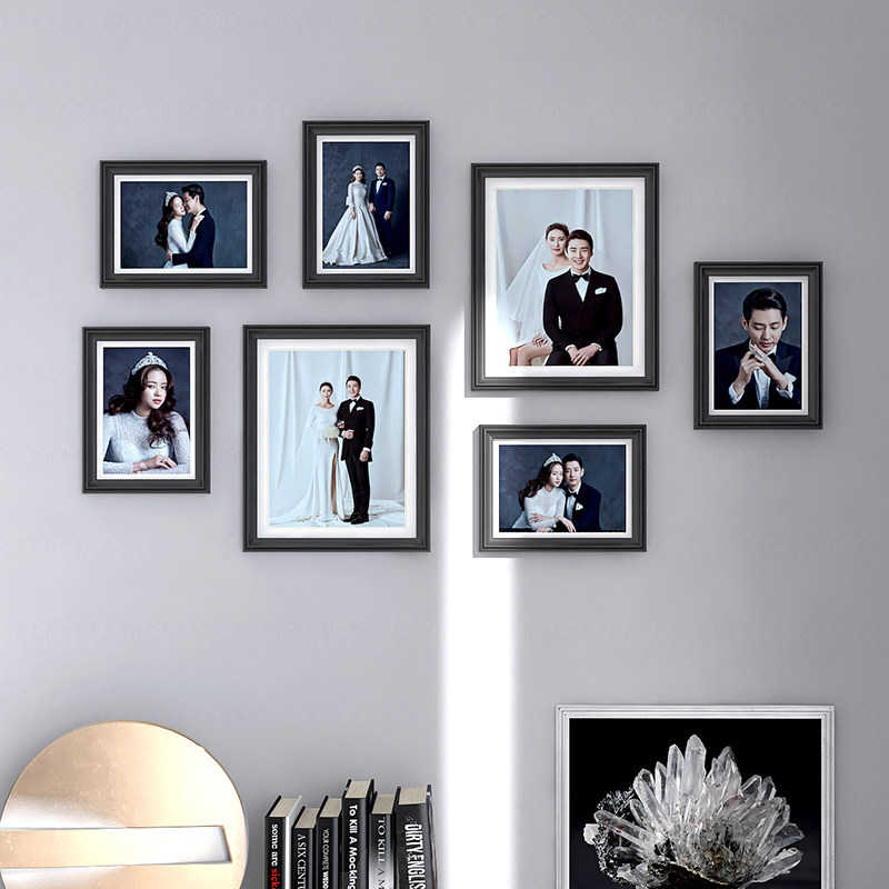 Small frescoed bedroom XUAN GUAN SMALL WALL PHOTO WALL SOLID WOOD PHOTO FRAME COMBINED BIRTHDAY PRESENT FREE WASH-FREE STILETTO