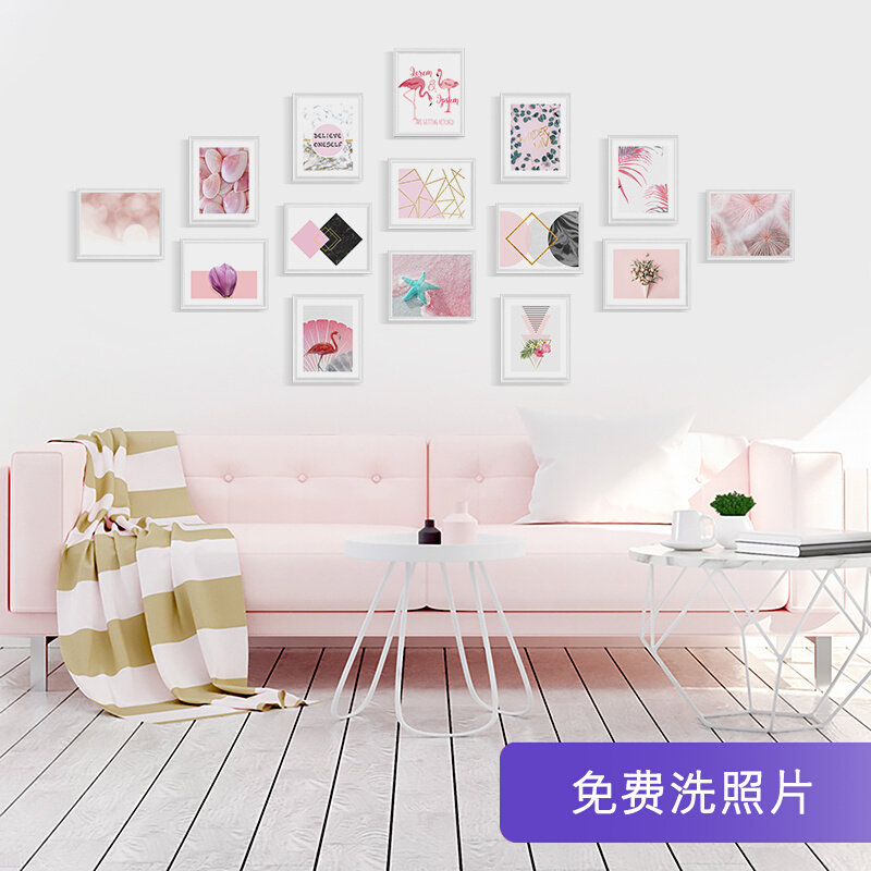 Living Room Large Wall Photo Wall Solid Wood Photo Frame Hang Wall Combination Custom Photo Book Wedding Gift Wash Photos Free To Punch