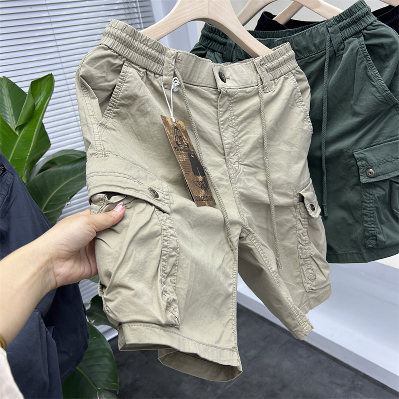American Retro Straight-Leg Cargo Shorts, Summer Men's Washed Slightly Elastic Comfortable Sports Cargo Shorts, Knee-Length Shorts American Retro Straight-Leg Cargo Shorts, Summer Men's Washed Slightly Elastic Comfortable Sports Cargo Shorts, Knee-Length Shorts