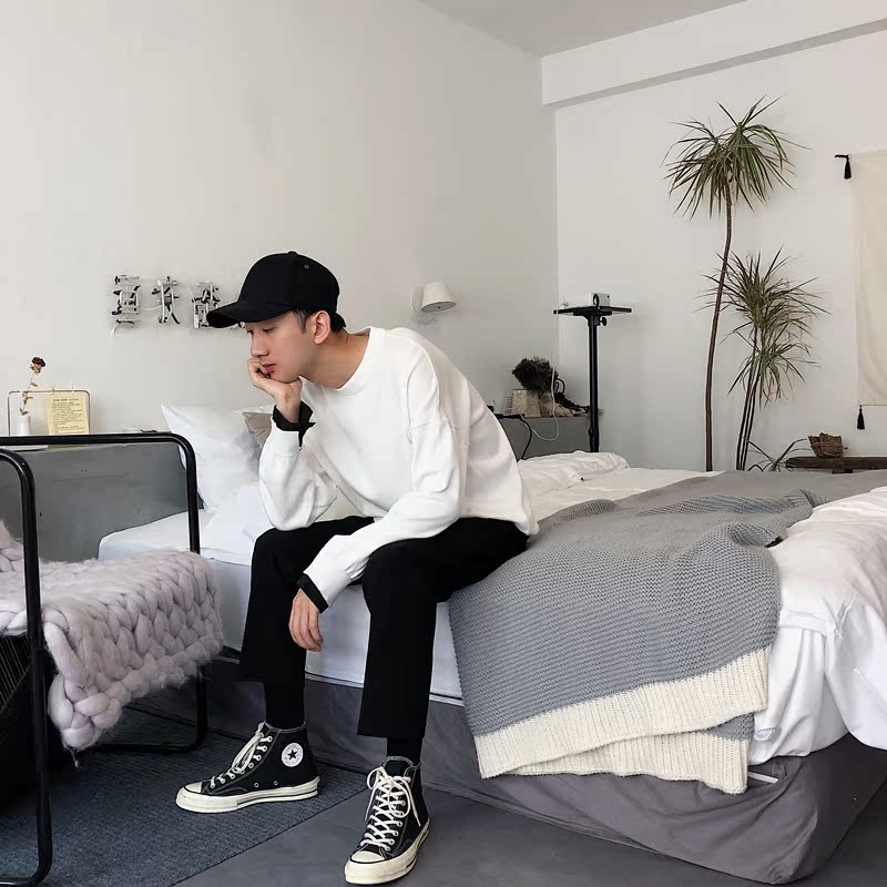 thiết kế thành phần thái độ cuff giả hai màu đan áo len nam nhỏ gọn thời trang nổi tiếng áo nike