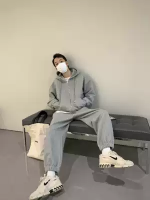 Value clearance# attitude winter waffle Net red bombing street light mature wind Sports Leisure set men Trend Tide brand