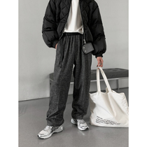 Value Clearance #HOZI2022 Winter New Striped Wool Slacks Straight Leggings Men Loose