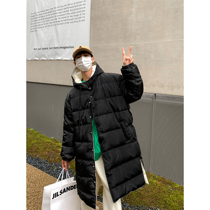 Value Clearance #HOZI Winter Hooded Down Jacket Men Contrast Two-Sided Wear Design Long Warm Trend Jacket