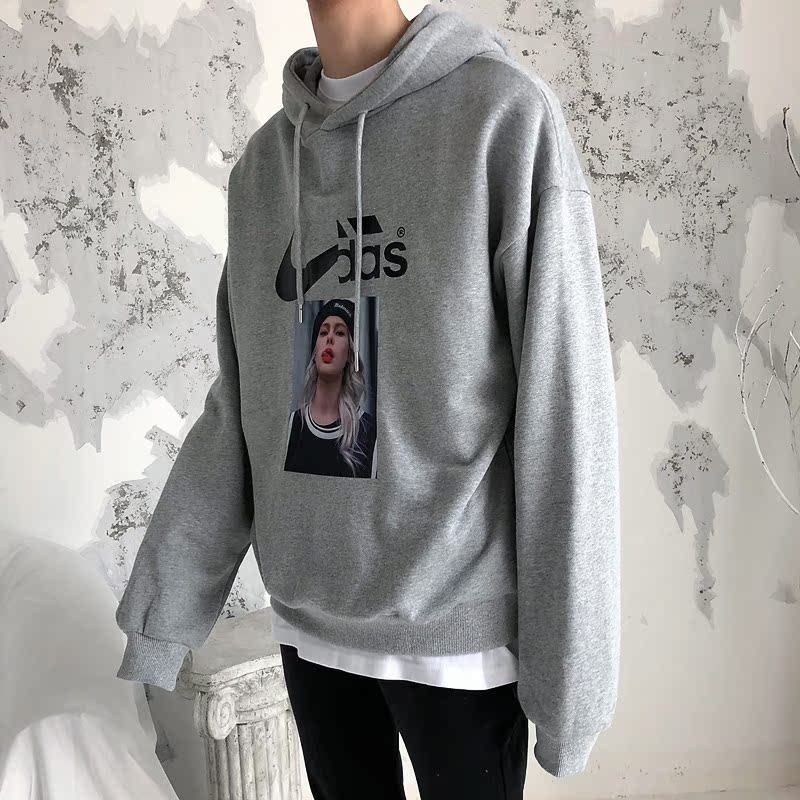 Thái độ / Thư giả mạo in áo len trùm đầu sang trọng kiểu Hàn Quốc áo khoác thả lỏng áo khoác nam hoodie