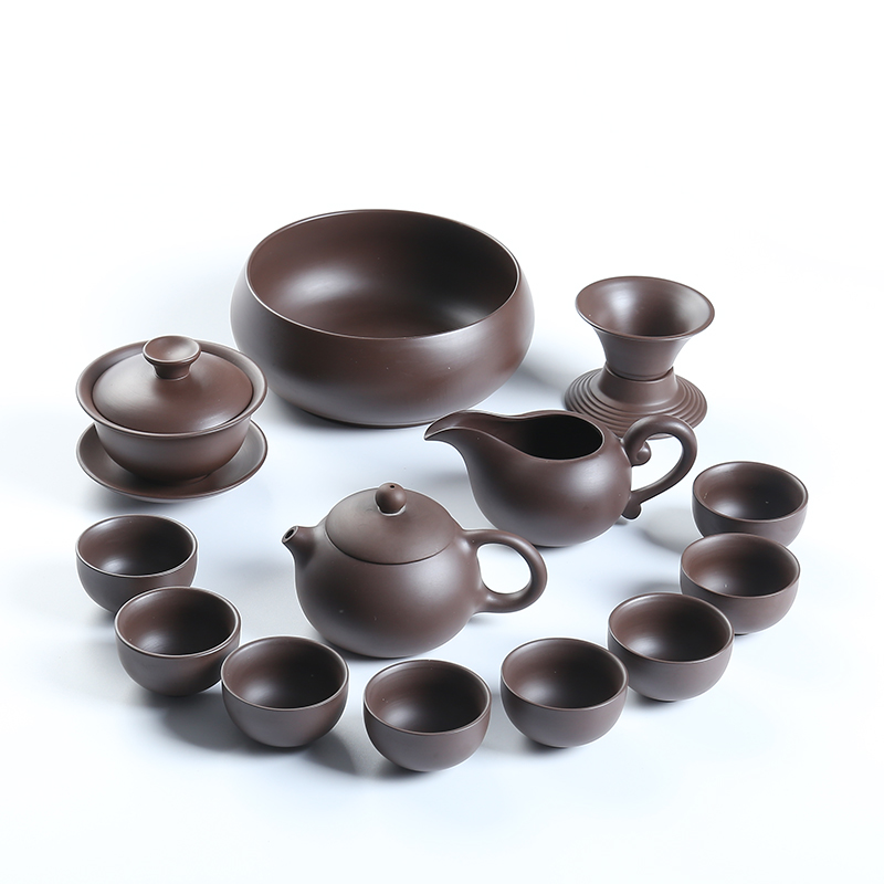 ZongTang purple sand tea set household contracted undressed ore red mud mud zhu office gifts lid bowl of tea cups