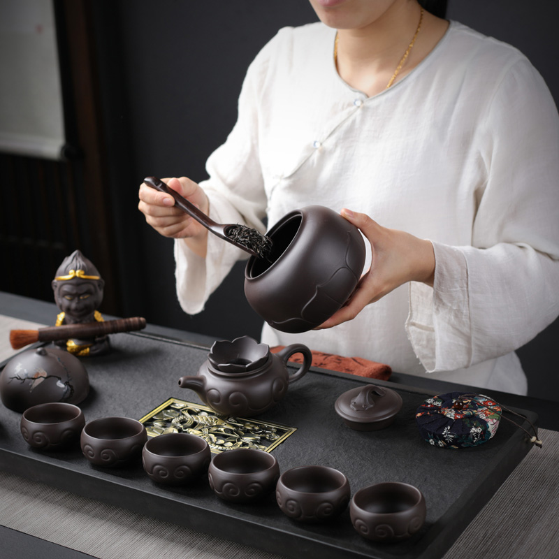 Sharply stone tea tray tea sets of violet arenaceous kung fu tea set suit household contracted and I gifts tea sitting room office