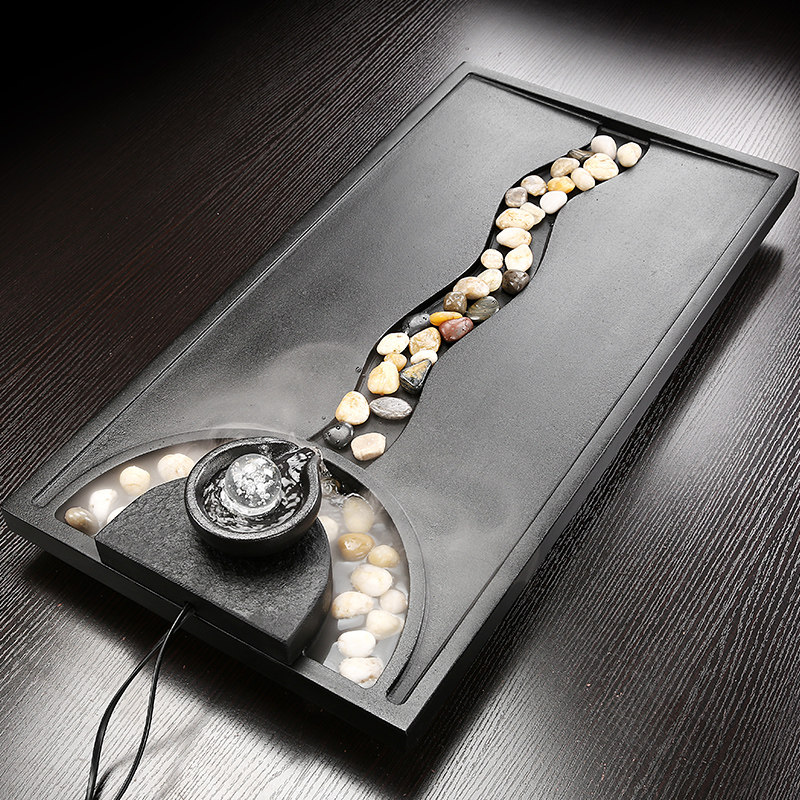 Uginshi Transshipment Flowing Water Atomization Tea Tray Integrated Household Office Brief Tea Table Tea Sea Fully Automatic Electric Heating Magnetic Furnace